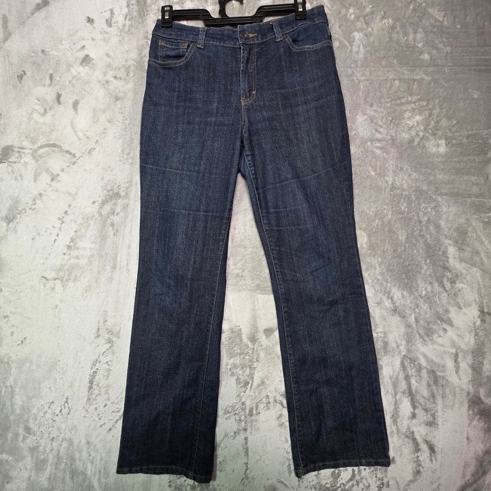 Nine West Jeans Womens 14 Dark Wash Straight Leg Stretch Flap Pocket Denim Pants